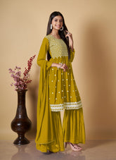 Georgette Salwar Suit in Yellow